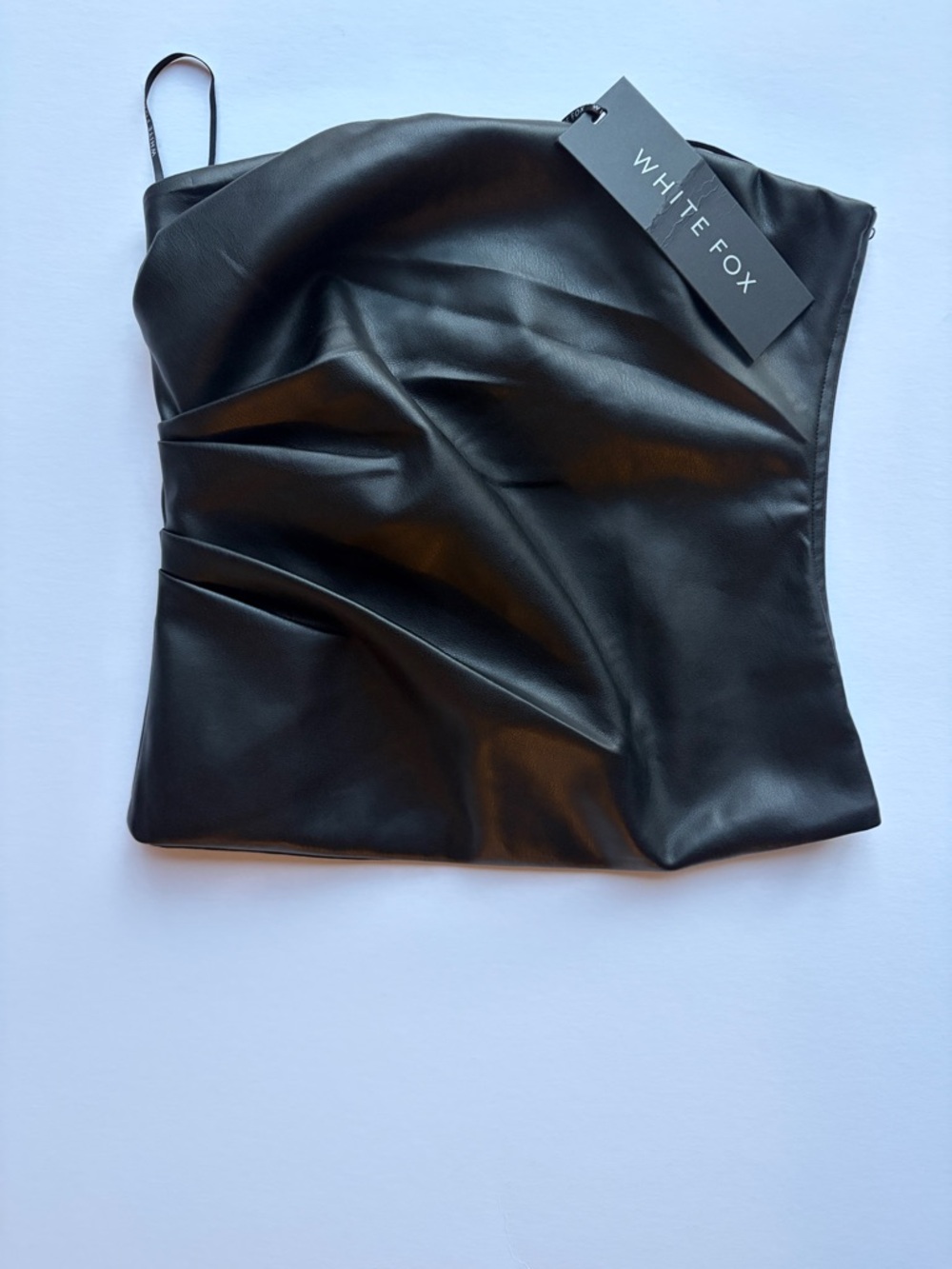 White Fox Boutique Black Faux Leather Strapless Top